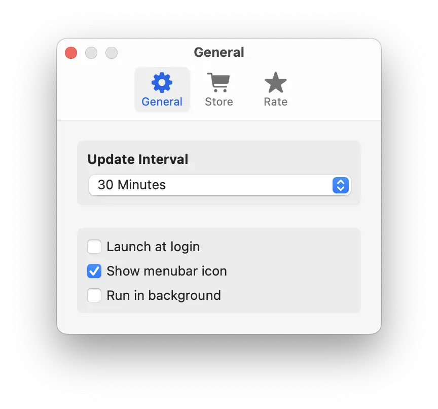 settings dialog goldpriceone macos